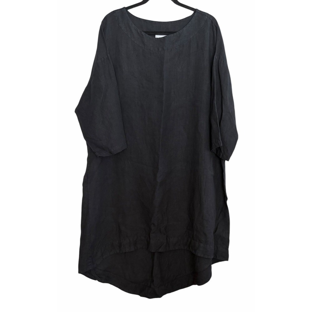 Bryn Walker Hi Low 100% Linen Dress Black Women's Size Medium